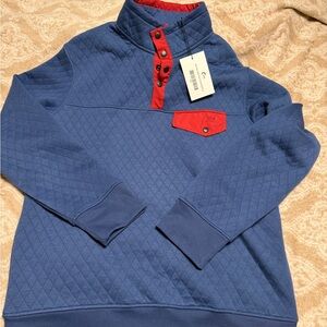 NWT ZYIA Active Mens Blue Quilted Snap Pocket Sweater Sweatshirt SIZE Large